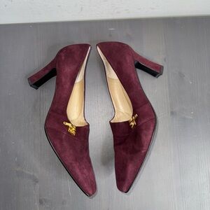 St. John Maroon Suede Pumps with Bow
